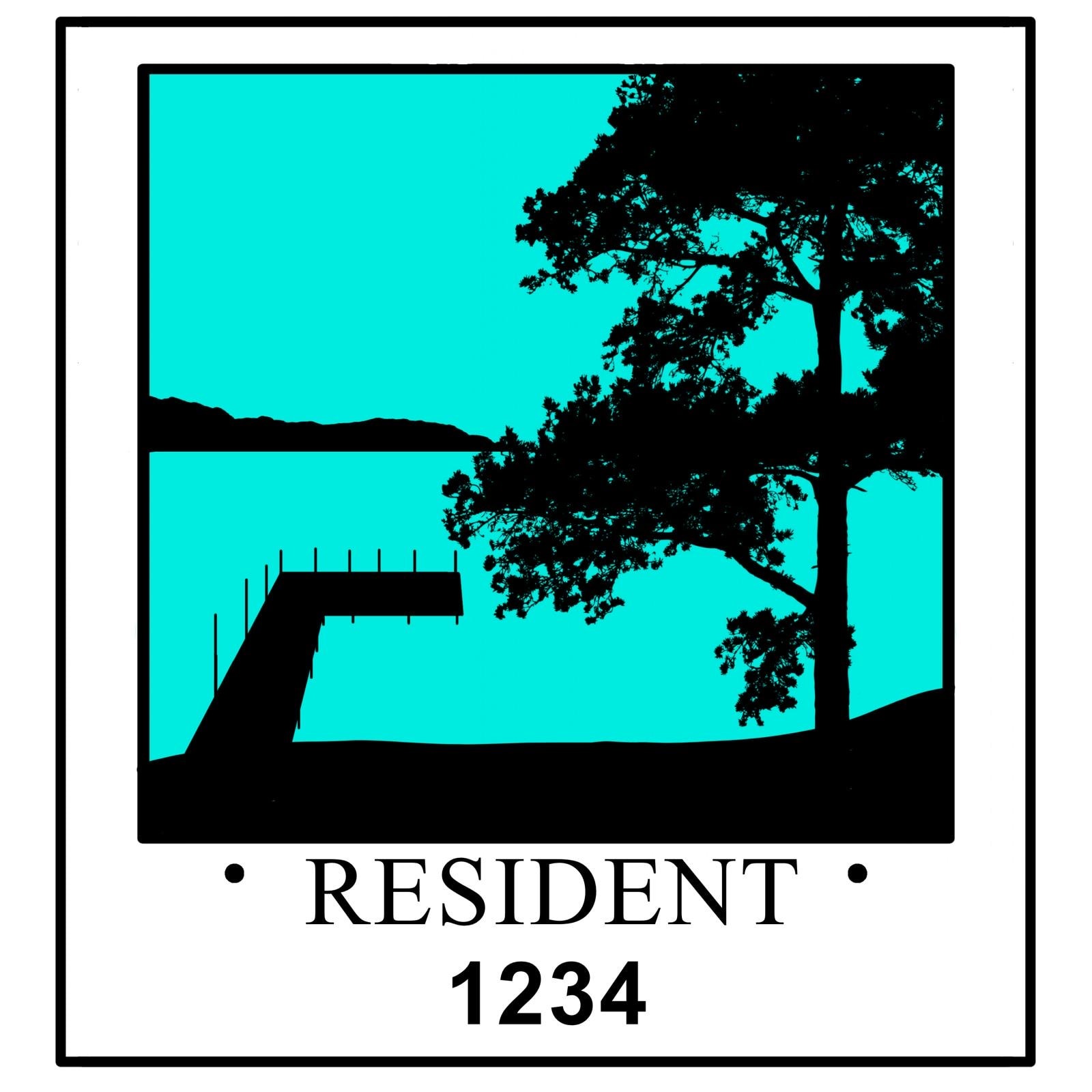 Lake Conway Woods resident vehicle sticker — silhouette of dock and trees